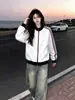 Jaqueta Listrada Estilo College Nicho Americano Feminina Marca Trendy 2026 Outono/Inverno Nova Solta Casual Versátil Top ins
