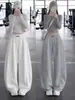 Pantalones blancos grises de pierna curva para mujer, nuevo estilo otoño 2026, talla grande, corte holgado, casual, para petite, pants deportivos de pierna ancha
