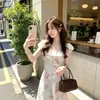 Vestido Longo Floral Romântico Estilo Francês 2026 para Mulheres, Vestido Longo de Verão com Ajuste na Cintura