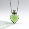 Collar con Colgante de Botella de Aceite Esencial de Vidrio Transparente en Forma de Corazón, Colgante de Botella de Fragancia, Collar Sencillo de Acero de Titanio, Regalo para Amigos y Parejas