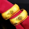 Tienda de ventana de oro arena ligera y delgada pulsera de dragón y fénix de novia de boda pulsera de doble felicidad chapada en oro simulación joyería de boda