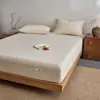 Sábana Bajera Ajustable de Algodón y Lino Vintage Clase A Transpirable Cómoda de Algodón Puro Protector de Colchón Cubre Cama Sábana Bajera Individual Funda de Almohada