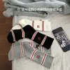 Calcetines Blancos para Mujer, Primavera y Otoño, Estilo Ins de Moda, Calcetines de Algodón Puro hasta la Pantorrilla, Calcetines Largos Rayados de Perro Estilo Japonés, Calcetines de Algodón Puro de Otoño para Mujer