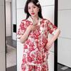 Pijama de Seda Gelada Feminino Verão Manga Curta Shorts Roupa de Casa de Alta Qualidade Roupa Externa Roupa de Casa Terno de Seda Nova Temporada 2023