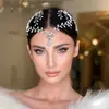 Tocados Europeos y Americanos Diadema de Novia Hecha a Mano Cadena para la Frente con Pedrería Colgante Joyería Accesorios para el Cabello de Vestido de Novia Accesorios Creativos A445