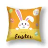 Cojín Decorativo para Almohada de Hogar de Algodón PP Impreso de Pascua con Estampado de Menú de Conejo para Sofá Cama Mesita de Noche Cintura