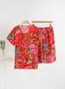 Nuevo Hebilla de Libélula Rojo Festivo Estilo Chino Nuevo Estilo Nacional Conjunto de Ropa para el Hogar para el Año de Nacimiento, Se Puede Usar como Conjunto de Dos Piezas