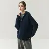 ¡Estilo de diseñador! Chaqueta Elegante de Cachemira para Mujer Otoño e Invierno Cárdigan con Capucha y Bolsillo con Cremallera Suéter de Cachemira Engrosado