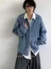 Cárdigan Suéter Abrigo de Punto Japonés Neutro con Solapas Silueta Cityboy Holgada para Hombres y Mujeres Ropa de Abrigo