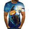Camiseta holgada de manga corta con cuello redondo y estampado digital transfronterizo de comercio exterior para hombre, camiseta de calabaza de Halloween, camiseta de talla grande para hombre