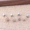 Pendientes de Bola Full Diamond de Venta Caliente Transfronterizos, Diseño de Nicho a la Moda, Pendientes de Diamante Brillantes, Pendientes de Bola de Diamante Multicolores de Acero de Titanio