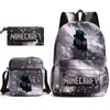 Mi mochila escolar mundial de tres piezas con estampado, gran capacidad, bolsa de lona para computadora para exteriores para estudiantes de secundaria