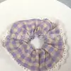 Elástico de Cabelo Scrunchie Listrado com Renda Estilo Coreano para Mulheres, Acessório de Cabelo Suave e Elegante, Elástico de Cabelo Scrunchie Estilo Coreano