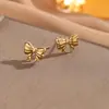 Pendientes de Aro de Lazo Princess Escape Retro para Mujer Diseño Francés de Nicho Pendientes de Fragancia de Oro de 18k de Alta Gama