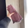 Guantes de Polar para Mujer Otoño e Invierno Dedo Índice Pantalla Táctil Lazo de Moda Estilo Coreano Guantes de Polar Colgantes para Montar