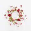 26 Años Nuevo Día de San Valentín Rojo Rosa Corazón Flor Baya Anillo de Vela Centro de Escritorio Decorativo Anillo Portavelas Transfronterizo