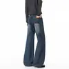 Jeans acampanados de jacquard a cuadros para hombre, estilo retro americano, pierna ancha, realzan la altura, adelgazantes, pantalones casuales estilo vibe, Xintang
