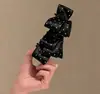 Pinza de Plátano con Lazo de Lunares de Satén de Alta Gama, Estilo Deseo Gentil y Puro Estilo Coreano, Pinza Vertical Elegante para Cola de Caballo Alta, Accesorio Versátil para el Cabello