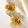 Pendientes de Flor Tropical Elegantes Simples Vintage Transfronterizos Europeos y Americanos Pendientes de Flor Grande Plegados Pendientes para Mujer