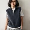 Chaleco de cachemira con cuello alto, chaleco de punto para mujer, nuevo diseño Otoño 2025, suéter chaleco simple con cremallera, moderno