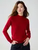 Suéter de cashmere estilo minimalista para mulheres, outono e inverno, gola semi-alta, pulôver solto, camada interna de malha macia e confortável