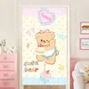 Cortina Media Rosa Crema con Lazo Cortina de Succión Magnética Privacidad Habitación Dibujos Animados Lindos Cortina de Puerta Divisoria sin Perforaciones