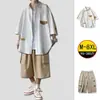 Conjunto de Camisa de Manga Curta de Verão para Homens Plus Size Pessoa Gorda Tendência Americana Jovem Canalha Conjunto Fresco de Três Peças Homens