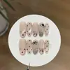 Taoshili [Gatito Suave y Lindo] Energético y adorable, con delicado brillo, patrones de estrellas y lunares, arte de uñas hecho a mano estilo francés