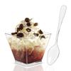 Taza Buffy de plástico duro PS especial transparente de 2 oz 60 ml cuadrada para postre mousse y pudín con cuchara, traje de Amazon