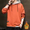 Moletom com Capuz Masculino Outono e Inverno Forrado com Fleece Estilo Japonês Ins Marca da Moda Falso Duas Peças Moletom Masculino Juventude Casual Roupa Masculina