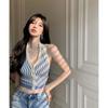 2025 Camisola Ropa Exterior Nicho Verano Corto Sexy Rayas Top de Tubo Tejido Camiseta Interior para Mujer