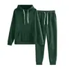2024 Versión Coreana Nuevo Conjunto de Sudadera Unisex con Capucha de Color Sólido Talla Grande Conjunto Casual Holgado de Dos Piezas para Mujer