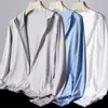 Ropa de protección solar de seda de hielo para hombre, chaqueta de verano fina, de color simple, holgada, de talla grande, con capucha y protección solar