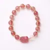 Pulsera de Cuentas Cristal de Fresa Pixiu para Mujer Cristal Natural Nuevo Estilo Chino Cuentas Budistas Joyería de Mano Pulsera Más Vendida Al Por Mayor