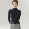 100% de doble hilo, engrosado, otoño/invierno, cuello medio alto, ajuste ceñido para mujer, manga larga, ajustado al cuerpo, suéter de punto