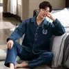 Pijama de Algodón de Aire para Hombre Otoño e Invierno Engrosado Cálido Sandwich de Tres Capas Algodón Puro Talla Grande para Papá de Mediana Edad Traje de Casa