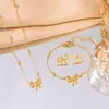 Conjunto de Quatro Peças Elegante e Versátil de Colar, Pulseira, Brincos e Anel com Laço para Mulheres, Conjunto de Joias Moderno e de Alta Qualidade