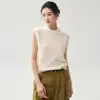 Chaleco de cachemira sin mangas y cuello redondo para mujer, camiseta interior de punto otoño/invierno, suéter, capa interior cálida, top tipo chaleco
