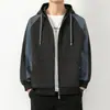 Moletom Cardigan Masculino 2024 Primavera e Outono Tendência com Capuz Top Solto Casual Roupa Esportiva Jaqueta Masculina