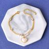 Design de nicho Girassol Dupla Camada Oval Diamante Pérola Amor Pulseira moda luxo leve Flor de Concha Branca Awn Pulseira Estrela