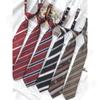 Corbata JK de rayas rojas y doradas cianóticas para mujer, estilo universitario japonés, camisa sin perforaciones, uniforme, accesorios casuales DK