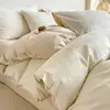 Conjunto de Roupa de Cama Jacquard de Luxo Leve em Gaze de Três Camadas 100% Algodão Quatro Peças, Capa de Edredom de Algodão Puro de Alta Qualidade, Lençol Confortável para Dormir, Roupa de Cama de Alta Qualidade