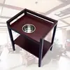 Accesorio para máquina de Mahjong mesa de té pequeña, estante de té de acero y madera, portavasos para salas de ajedrez y cartas, teterías y mesas de Mahjong