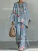 Nuevo conjunto de dos piezas para mujer: camiseta casual de moda con estampado transfronterizo, cuello redondo, manga larga + pantalones de campana