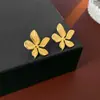 Acero de Titanio Acero Inoxidable Aretes de Flor Lujo Accesible Gama Alta Elegante Anillo de Metal Moda Versátil Set de Joyería para Viajeros para Mujeres