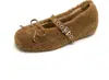 2026 Novo Modelo Sapatos Fofos, Sapatos de Pelo Baixo com Laço de Pele de Ovelha, Sapatos Birkenstock com Fivela de Cinto, Sapatos Femininos de Pelo Baixo Estilo Francês