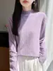 Andy pele macia amigável padrão jacquard retrô requintado manga longa básico versátil primavera e outono temperamento casual blusa feminina