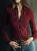 Comercio Exterior Transfronterizo Otoño e Invierno Nueva Ropa de Mujer Camisas y Tops Sitio Independiente de Amazon Camisas de Gamuza de Manga Larga Europeas y Americanas