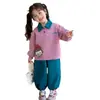 Conjunto de Ropa para Niñas Primavera y Otoño Nueva Moda Dulce Dibujos Animados Sudadera con Cuello POLO y Pantalones Jogger Conjunto Casual Deportivo de Dos Piezas