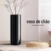 Vaso de Vidro Cilíndrico Reto Preto Atacado do Fabricante para Decoração de Hotel e Pousada, Ornamento de Sinalização de Chão para Hotel